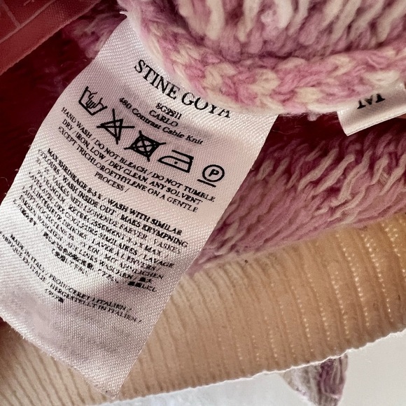 Stine Goya Pink and Cream Cable Knit Puff Sleeve Carlo Contrast Sweater Medium - Picture 5 of 6